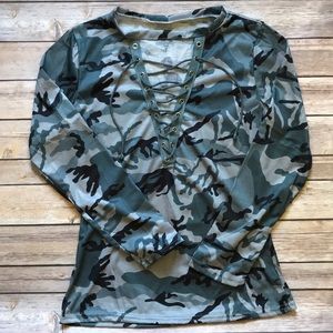 Camo Lace Up Shirt
